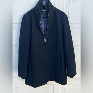 Women's J.Crew Italian Stadium Cloth Wool Coat black Zip Up  size 8T EUC